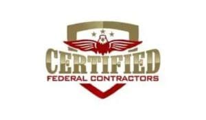 A certified federal contractors logo with eagle and stars.
