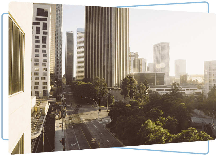 A view of the city from above.